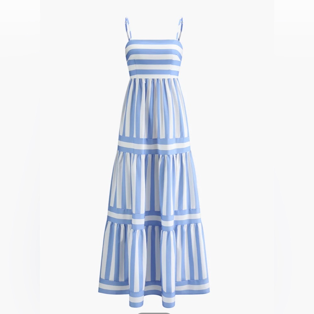 Striped print backless dress